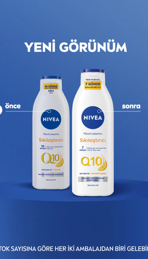 NIVEA Q10 7 Günde Sıkılaştırıcı Vücut Bakım Losyonu 250ml, C Vitamini, Kolajen, 72 Saat Nemlendirici