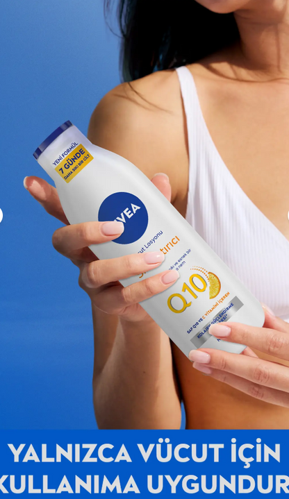 NIVEA Q10 7 Günde Sıkılaştırıcı Vücut Bakım Losyonu 250ml, C Vitamini, Kolajen, 72 Saat Nemlendirici